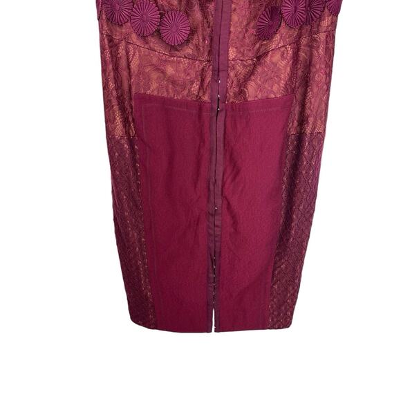NEW Beguile Byron Lars Carissima Sheath Dress Size 16 Lace Burgundy Wine Corset - Picture 5 of 12